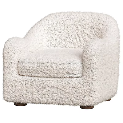Fluffy White Single Sofa With Cozy Armrest For Living Room Decor 3d model