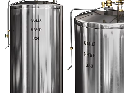 Stainless Steel Pressure Vessels With Piping Accessories 3d model