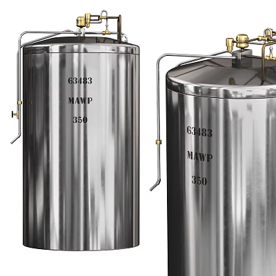 Stainless Steel Pressure Vessels With Piping Accessories 3d model