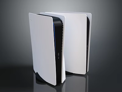 Modern White Home Entertainment Electronics With Sleek Design And USB Ports On Glossy Surface 3d model