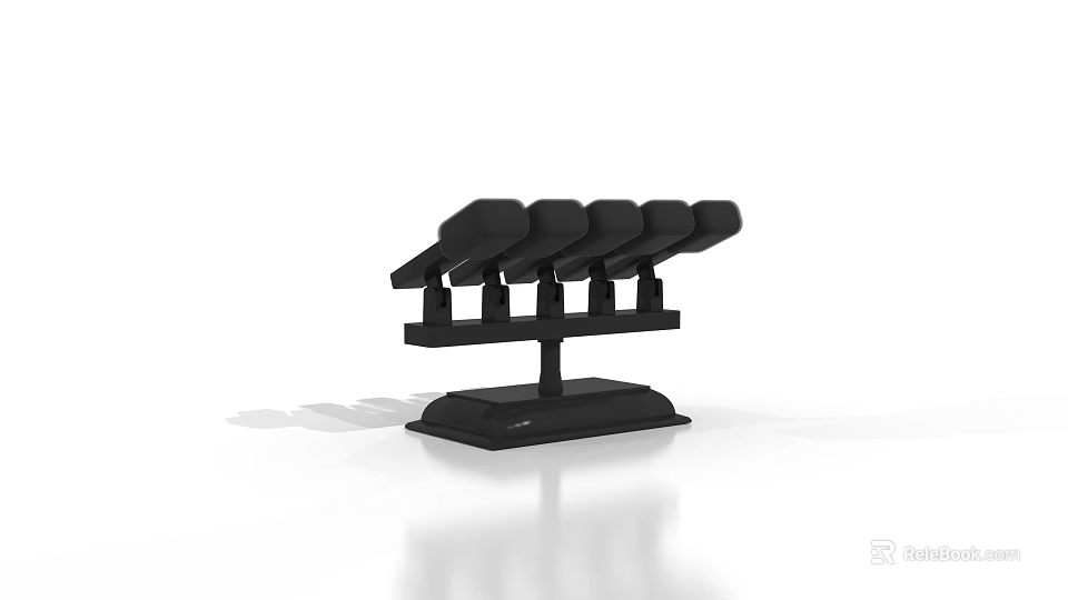 Durable Black Headphone Stand With Multiple Headphone Holders For Audio Devices 3d model 