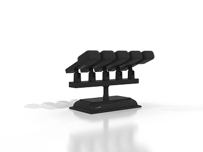 Durable Black Headphone Stand With Multiple Headphone Holders For Audio Devices 3d model