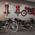 Vintage Red and Black Motorcycles in Retro Style Classic Collection