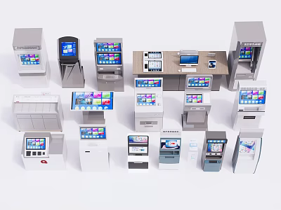Public Facilities Self Service Kiosks With Interactive Touch Screens And Multiple Designs 3d model