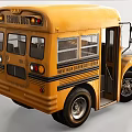Vintage Yellow School Bus Exterior Design With Black Hood And School Bus Lettering