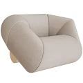 Modern Beige Single Sofa With Curved Armrest And Upholstered Fabric Design 3d model