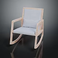 Comfortable Modern Wooden Rocking Chair With Light Gray Cushion And Armrest Design