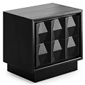 Modern Black Bedside Table With Two Drawers And Geometric Design Details 3d model
