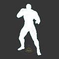 Silver Haired Muscular Game And Movie Character In Red And Gold Armor Fighting Stance