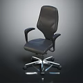 Modern Black Leather Office Chair With Ergonomic Design Swivel Base And Armrests