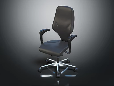 Modern Black Leather Office Chair With Ergonomic Design Swivel Base And Armrests 3d model