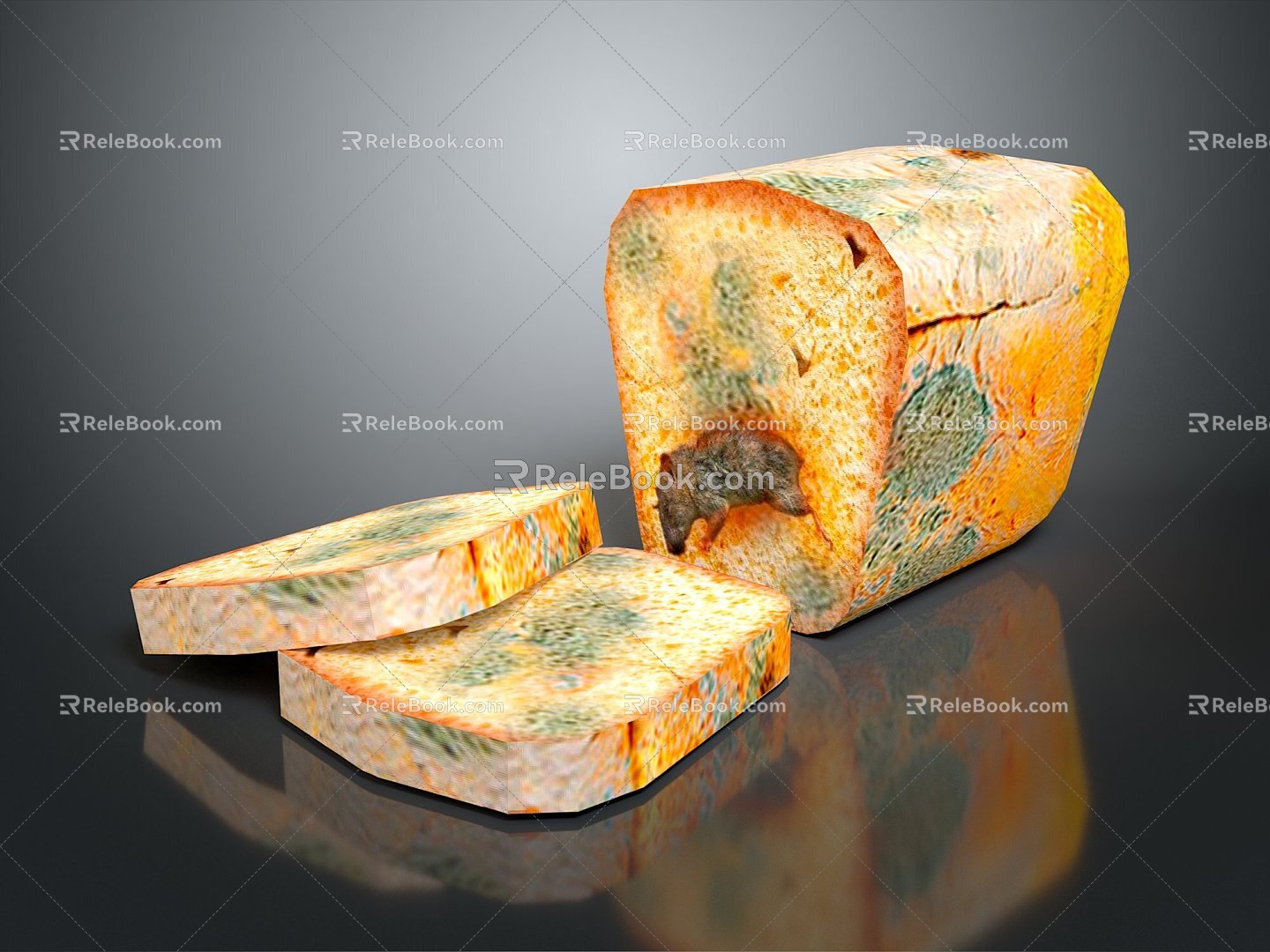 Moldy Bread Bread Sandwich Bread Pudding Bean Bread Cheese Bread Big Column Bar Breakfast Bread 3d model