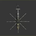 Realistic Military Helicopter Model With Camouflage Paint And Twin Rotors Structure
