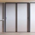 Modern Sliding Doors With Ribbed Glass Panels And Sleek Frames For Home Interior