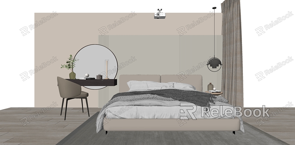 Modern background double bed model