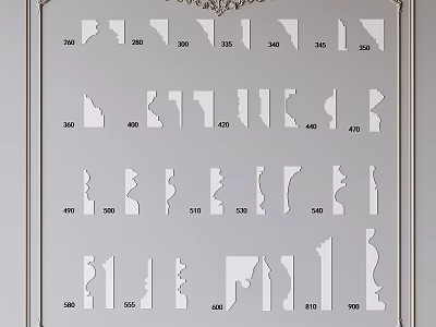 Various Types Of Gypsum Cornice Moulding Designs For Interior Decoration 3d model