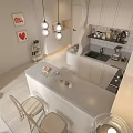 Modern Open Living Dining Room Interior With Sofa Coffee Table Chairs Chandelier And Wall Art
