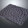 Detailed Decorative Square Stone Slab With Intricate Spiral Circular Indentations Pattern