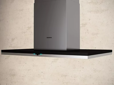 Modern Sleek FOTILE Kitchen Range Hood With Silver Gray Body Black Panel And Blue Indicators 3d model