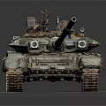 Detailed Military Tank Model With Soldiers Tracks And Long Cannon On Display Base