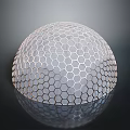 Geometric Hemisphere Object With Hexagonal Grid Surface Structure And Smooth Reflection