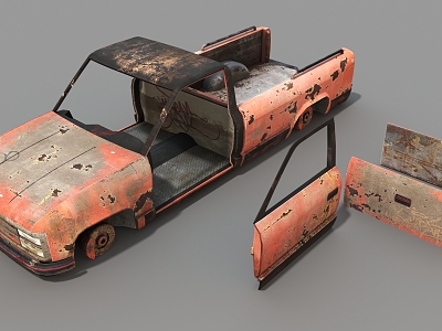 Car old pickup truck broken old car 3d model