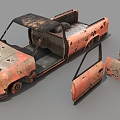 Car old pickup truck broken old car 3d model