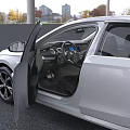 White Modern Sedan With Sleek Exterior And Stylish Front Grille Design