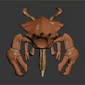 Orange Spiked Spotted Fantasy Lobster Like Creature Character 3d model