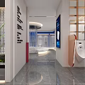 Modern Luxury Bathroom Showroom With Bathtub Shower Enclosure And Display Cabinets