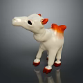 Decorative White Camel Figurine With Orange Hump Red Hooves And Detailed Design