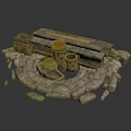 Ancient Stone Sculpture Carving With Circular Structure Table Bench And Altar 3d model