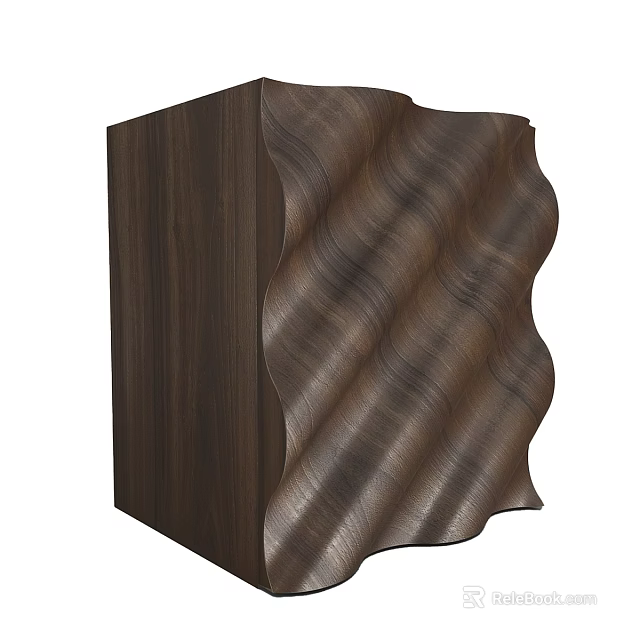 Dark Wooden Coffee Table With Wavy Texture Modern Design For Living Room 3d model 