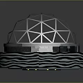 Cartoon Scene Spherical Structure With Metal Frame Black White Striped Base And Inner Lighting Design