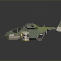 Camouflage Military Weapon 3D Model With Rotors Wheels And Cannon Structure