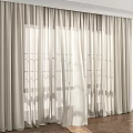Elegant Light Beige Sheer Curtains Allowing Natural Light Through Window Panels 3d model