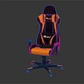 Ergonomic Black And Orange Gaming Chair With Adjustable Armrests And Wheels