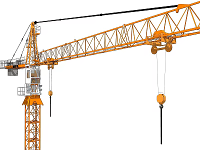 Yellow Tower Crane Industrial Equipment With Boom Structure And Hook System 3d model