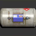 Silver Cylindrical Industrial Storage Tank With Blue Control Unit And Metal Legs