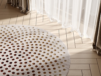 Modern Round Carpet Wood Floor Curtain Gauze Curtain 3d model