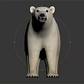 Lifelike White Polar Bear Standing On Dark Background With Reflection