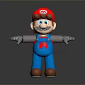 3D Cartoon Character In Red Hat Blue Overalls With Open Arms Brown Shoes And Braces
