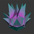 Vibrant Geometric Sculpture With Turquoise Pink Sharp Facets And Glittering Surface