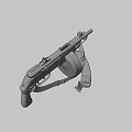 Vintage Submachine Gun With Drum Magazine Leather Strap And Metal Bullets
