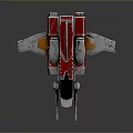 3D Rendered Sci Fi Spaceship Model Red Silver Body Orange Wings And Cannon Details