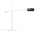 Modern Minimalist Floor Lamp With Silver Metal Pole Black Round Shade And White Textured Wall