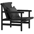 Modern Lounge Chair With Wooden Frame Woven Backrest White Cushion And Light Black Color Options