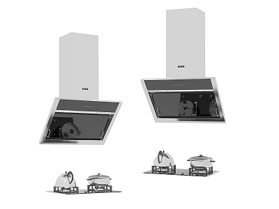 Modern Range Hood and Gas Stove for Kitchen Daily Use Home Appliances 3d model