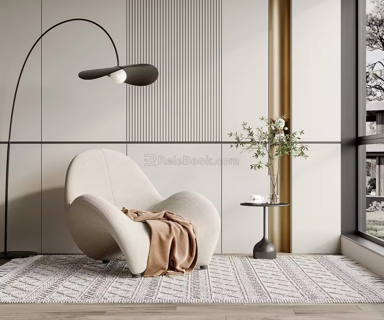 Modern Single Sofa Cream Single Sofa 3d model