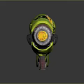 Green Pizza Design Weapon With Orange Muzzle Energy And Top Part